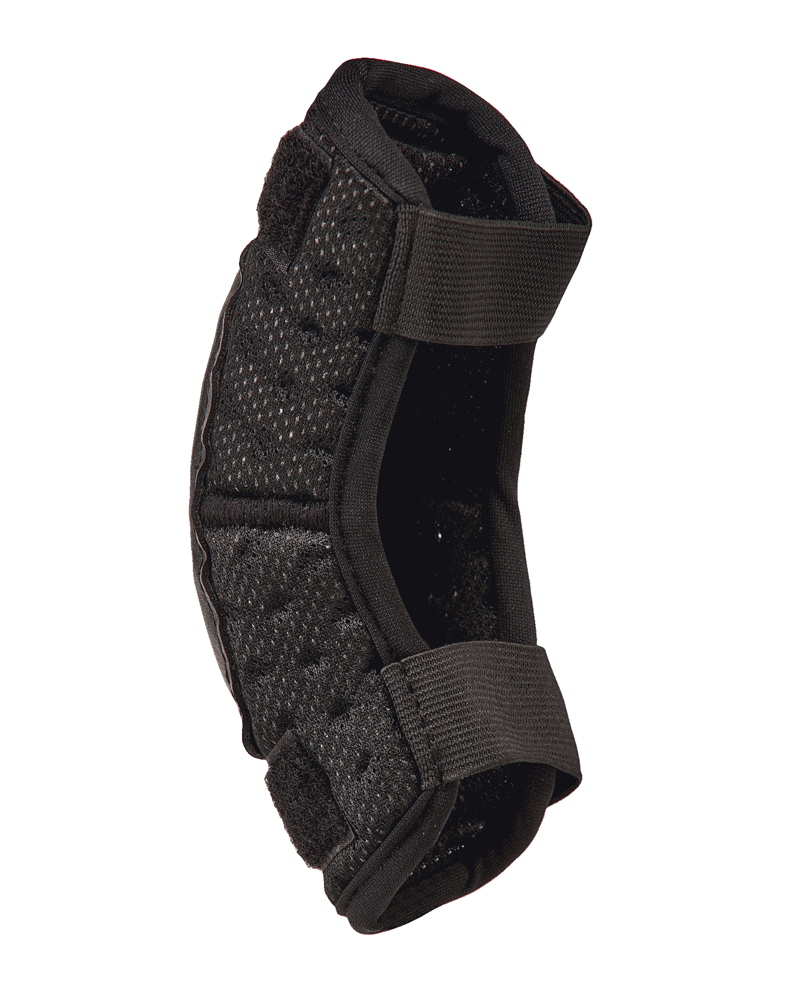 Alpinestars Youth Bionic Action Kickstart Elbow Guard, protezione per gomiti da motocross, nero, vista di profilo con doppie cinghie elasticizzate e imbottitura traforata flessibile, equipaggiamento protettivo resistente per bambini per il fuoristrada
