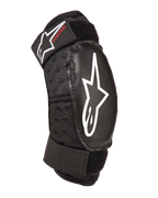 Alpinestars Youth Bionic Action Kickstart Elbow Guard, nero, gomitiera protettiva per ragazzi con logo a stella bianco e marchio Kickstart rosso, doppie cinghie regolabili in velcro, tessuto a rete traspirante, design ergonomico per motocross e sport d'azione