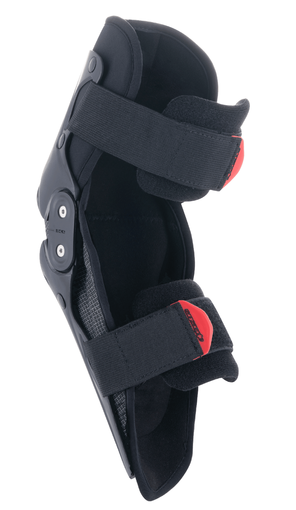 Alpinestars Ginocchiere SX-1 Ragazzo, protezione ginocchio da motocross, nero e rosso, con sistema a doppio perno e sistema a doppia cinghia regolabile con linguette rosse, protezione leggera e resistente per giovani piloti off-road