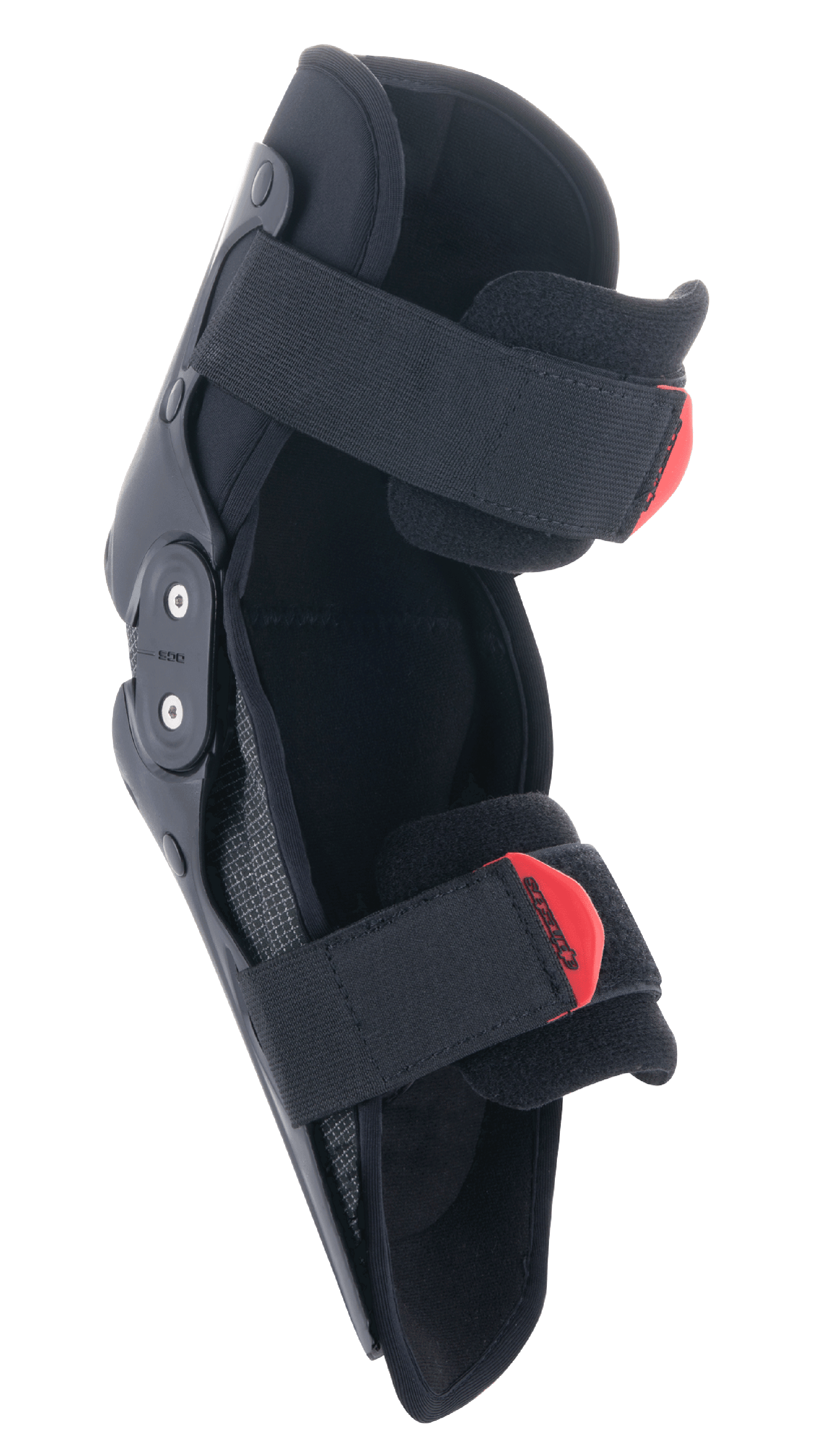 Alpinestars Ginocchiere SX-1 Ragazzo, protezione ginocchio da motocross, nero e rosso, con sistema a doppio perno e sistema a doppia cinghia regolabile con linguette rosse, protezione leggera e resistente per giovani piloti off-road