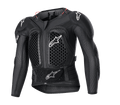 Alpinestars Youth Bionic Action V2 Protection Jacket, giacca protettiva da motocross per ragazzi, nera con loghi bianchi e dettagli rossi, pattern di ventilazione a nido d'ape su petto e spalle, fascia regolabile in vita, protezione dagli impatti per giovani piloti