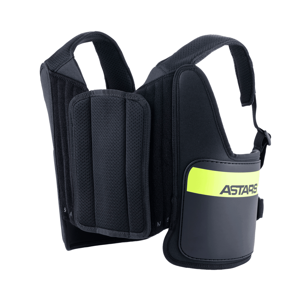 Alpinestars Youth Bionic Rib Support, protezione costole per karting, nero e giallo fluo, con spallacci regolabili in rete, pannelli laterali imbottiti con una fascia giallo fluorescente e logo ASTARS, design ergonomico per la protezione nelle gare di kart