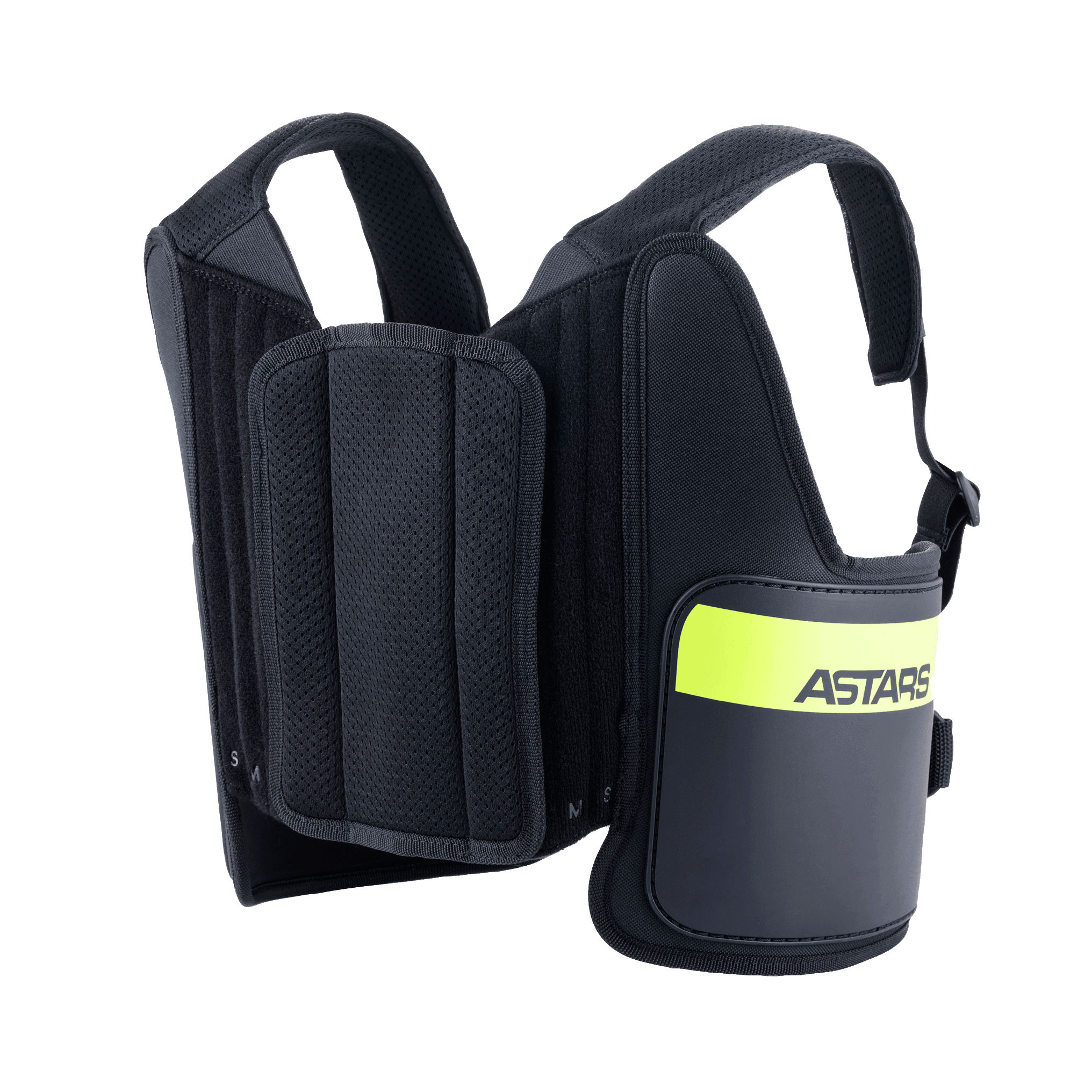 Alpinestars Youth Bionic Rib Support, protezione costole per karting, nero e giallo fluo, con spallacci regolabili in rete, pannelli laterali imbottiti con una fascia giallo fluorescente e logo ASTARS, design ergonomico per la protezione nelle gare di kart