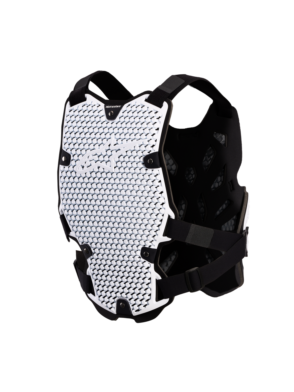 Alpinestars Protezione Torace Bionic Action, pettorina da motocross, bianco e nero, certificata CE livello 1 con tecnologia A-Morph, struttura ventilata e modulare.