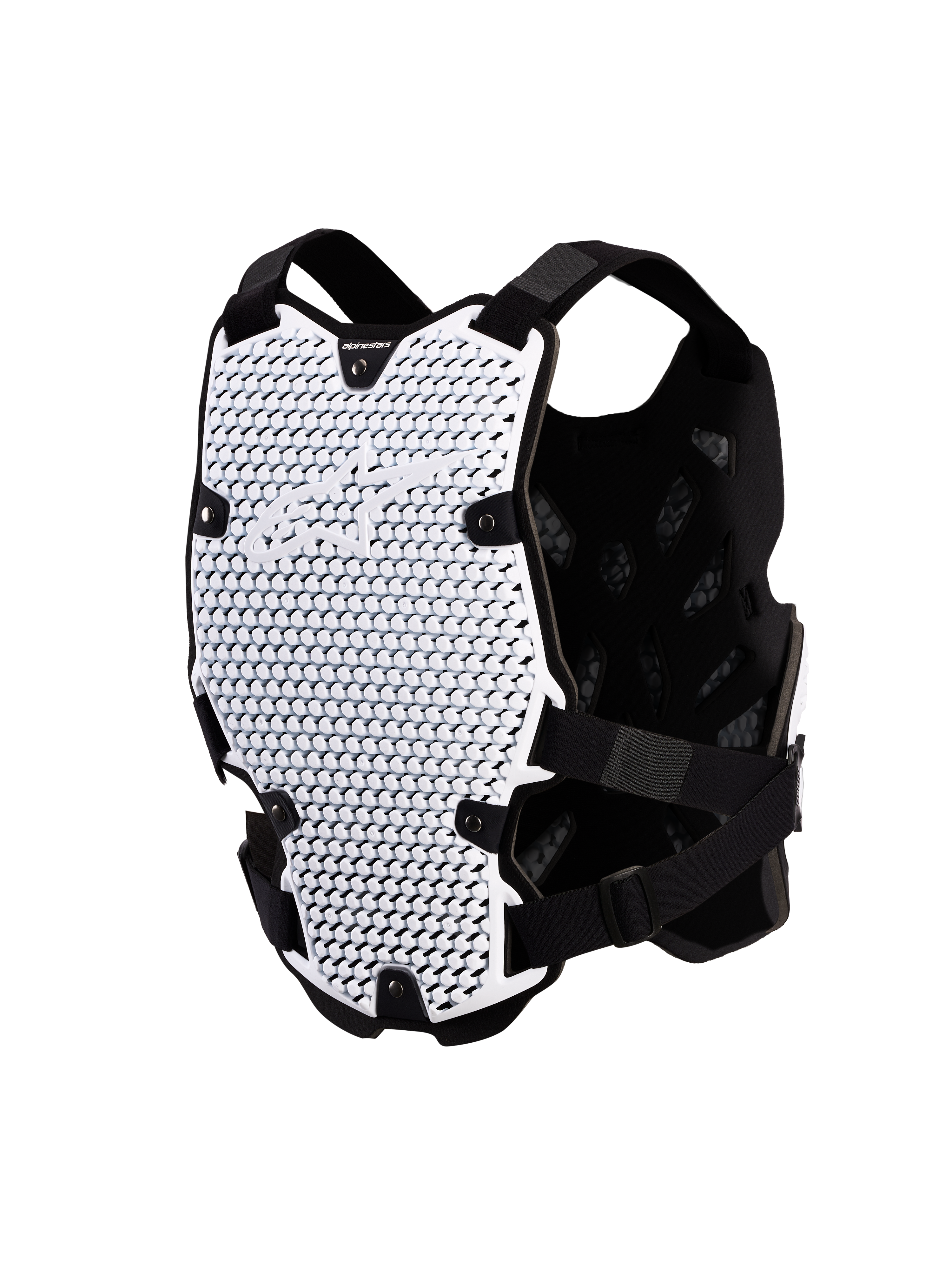Alpinestars Protezione Torace Bionic Action, pettorina da motocross, bianco e nero, certificata CE livello 1 con tecnologia A-Morph, struttura ventilata e modulare.