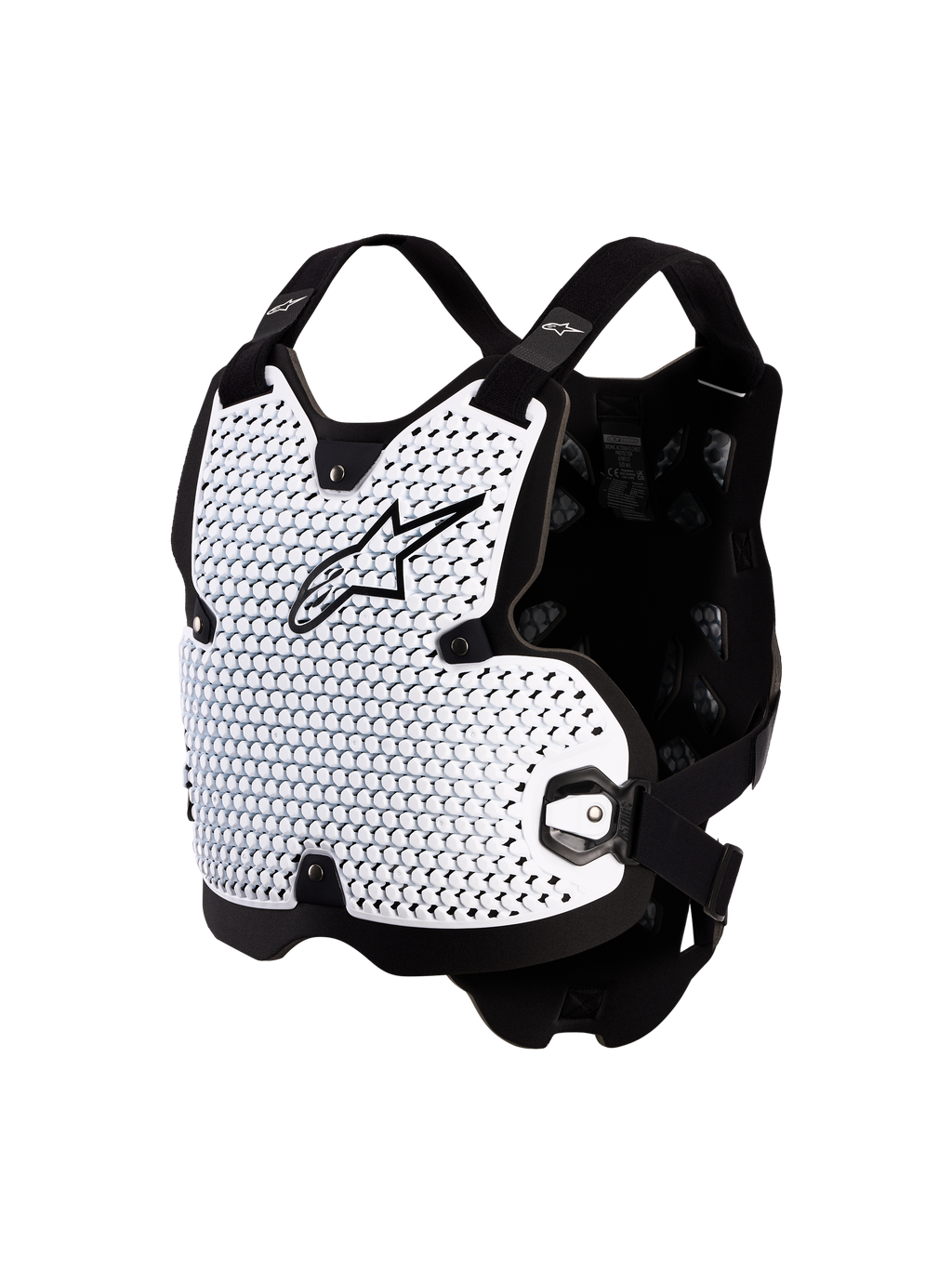 Alpinestars Protezione Torace Bionic Action, protezione torace da motocross, bianco e nero, tecnologia A-Morph ventilata, certificata CE Livello 1, struttura flessibile per fuoristrada