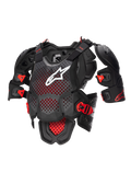 Alpinestars Protezione Torace Intera A-10 V2, protezione torace intera da motocross e off-road, nero e rosso, certificata CE livello 2, con struttura ventilata ibrida e logo bianco