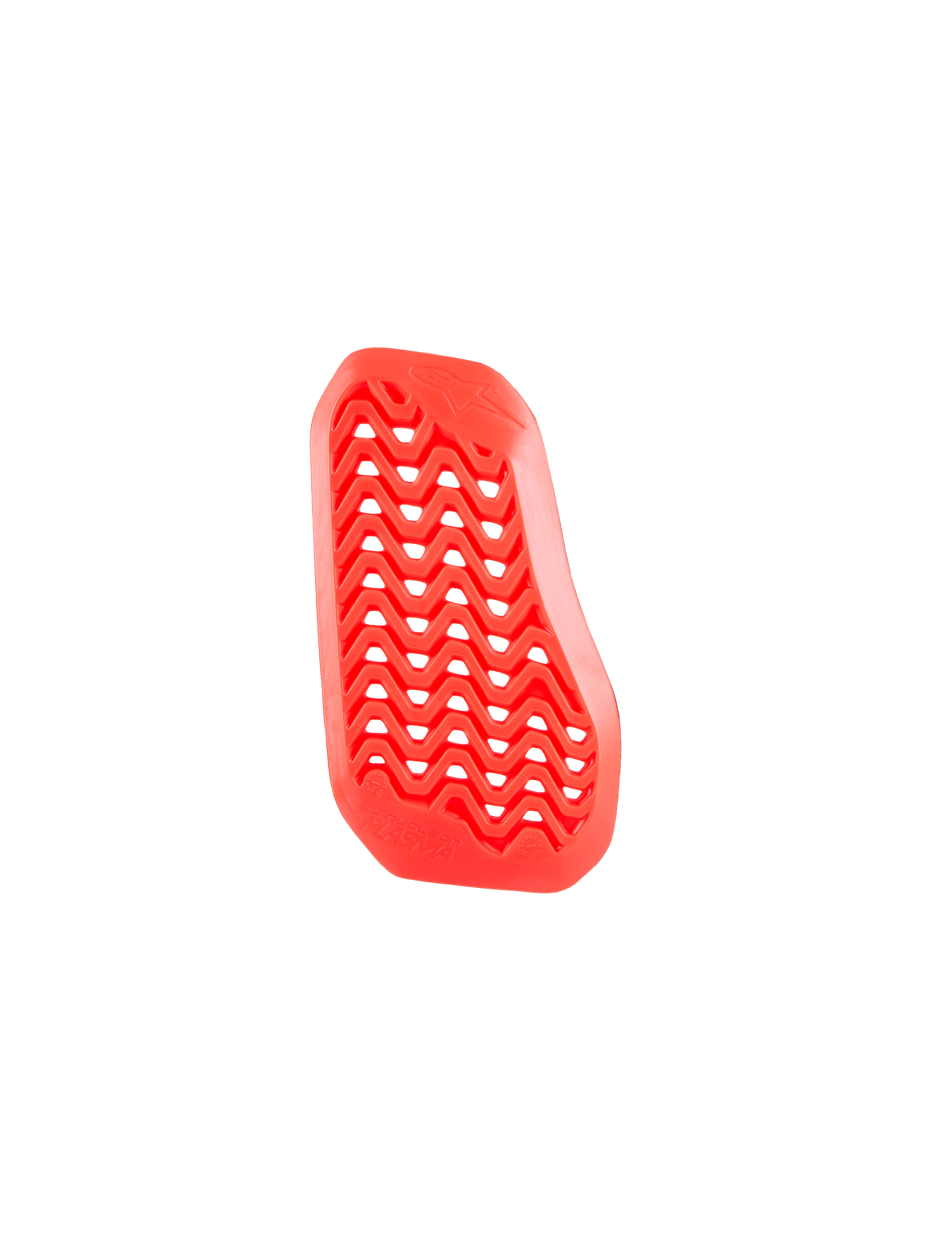 Alpinestars Nucleon Plasma Divided Chest Protector Insert, inserto protettore toracico rosso, parte destra, caratterizzato da un design traforato a zigzag per la ventilazione, materiale da impatto bio-based leggero e flessibile