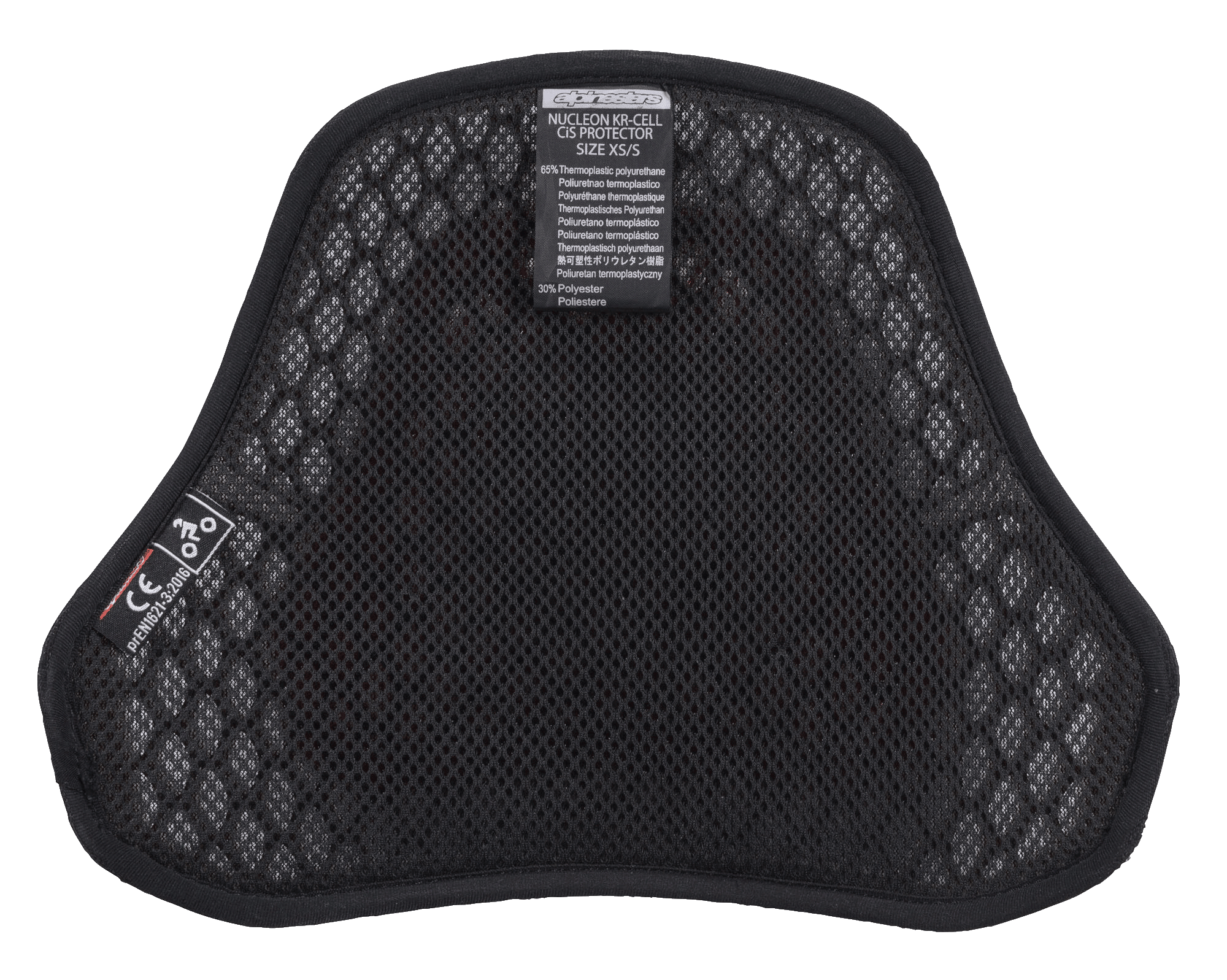 Alpinestars Nucleon KR Cell CiR Protectors, protezione pettorale da moto, interno in airmesh nero con microstruttura a nido d'ape, con etichetta di certificazione CE e fodera morbida per traspirabilità e comfort