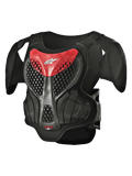 Alpinestars Youth A-5 S Body Armour, protezione toracica da motocross, nero e rosso, design a rete esagonale, spalle imbottite, protezione leggera per giovani piloti