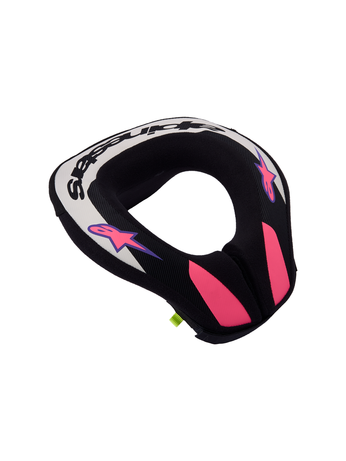Alpinestars collare Sequence ragazzo, protezione motocross ergonomica per giovani piloti, nero e grigio con dettagli viola.