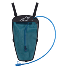 Alpinestars Hydration Pack, zaino idrico nero e blu, sacca idrica da 1,5 litri in custodia a rete, tubo blu con boccaglio, logo Astar bianco, cinghie regolabili per l'integrazione con la giacca, progettato per la guida off-road e adventure