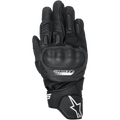 Guanti Alpinestars SP-5, guanti da moto racing, neri, pelle traforata con protezione delle nocche integrata in polimero, dita imbottite, logo Alpinestars bianco sul polsino, design sportivo a polsino corto
