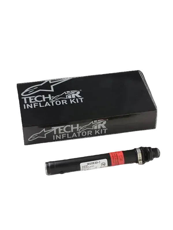 Alpinestars Tech-Air® 3 V2 Airbag System Replacement Canister, kit di gonfiaggio Tech-Air Tipo III, singola cartuccia nera caricata ad argon con etichetta bianca e fascia rossa, con confezione nera logata, accessorio di manutenzione per airbag da moto