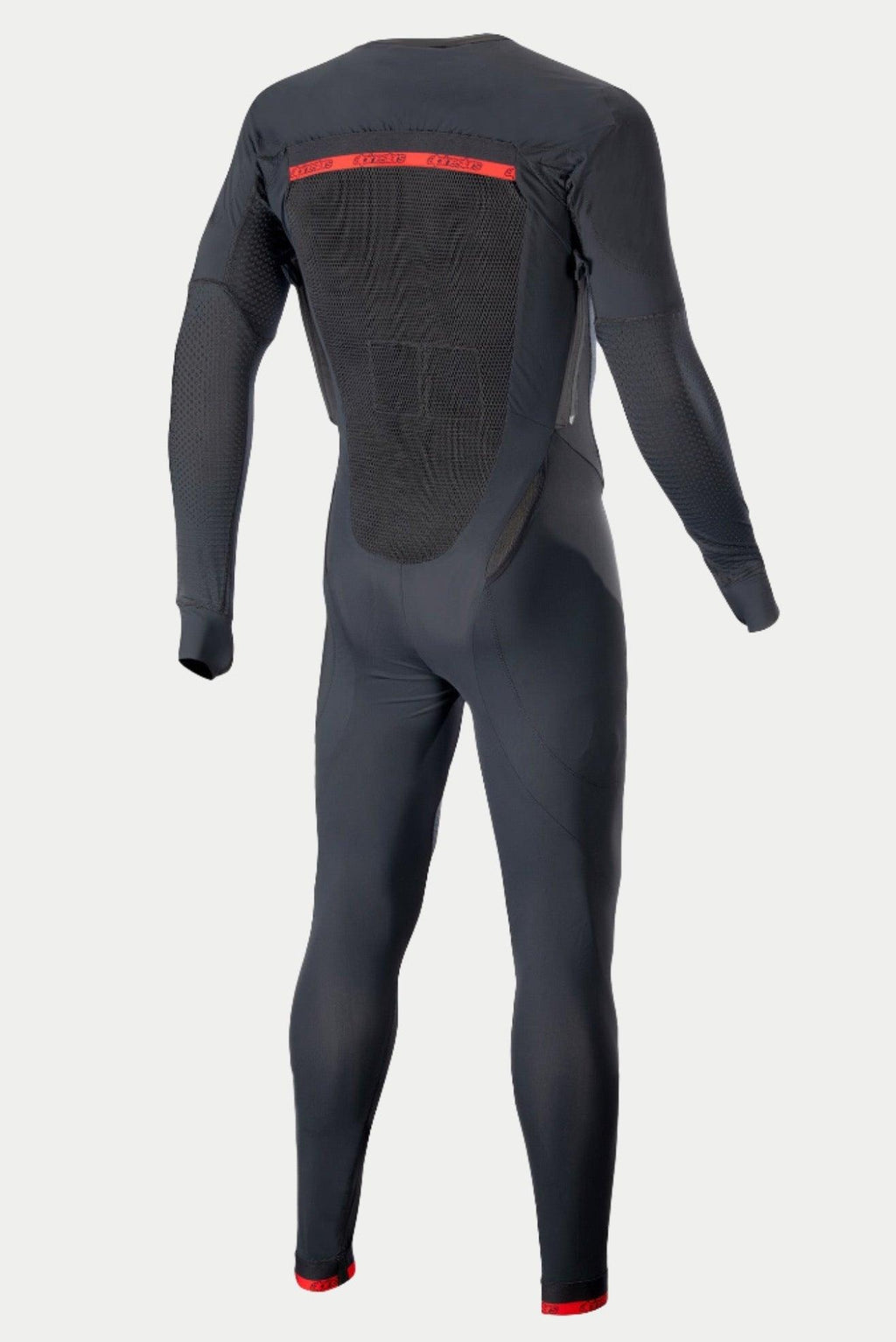 Alpinestars Intimo Tecnico Lungo per Sistema Tech-Air 10 Race, sottotuta da moto da uomo, nero e rosso, con pannelli posteriori in mesh per ventilazione e comfort racing.