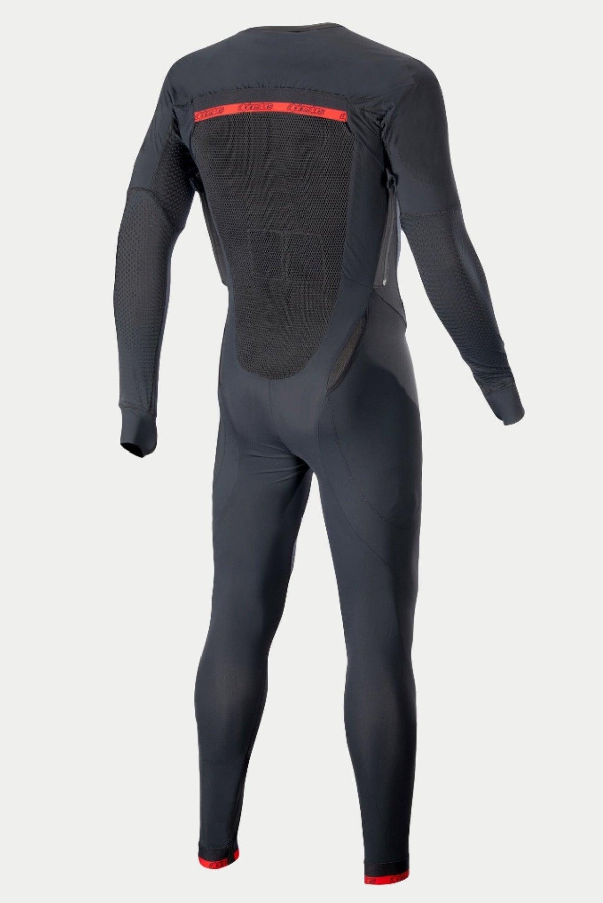 Alpinestars Intimo Tecnico Lungo per Sistema Tech-Air 10 Race, sottotuta da moto da uomo, nero e rosso, con pannelli posteriori in mesh per ventilazione e comfort racing.