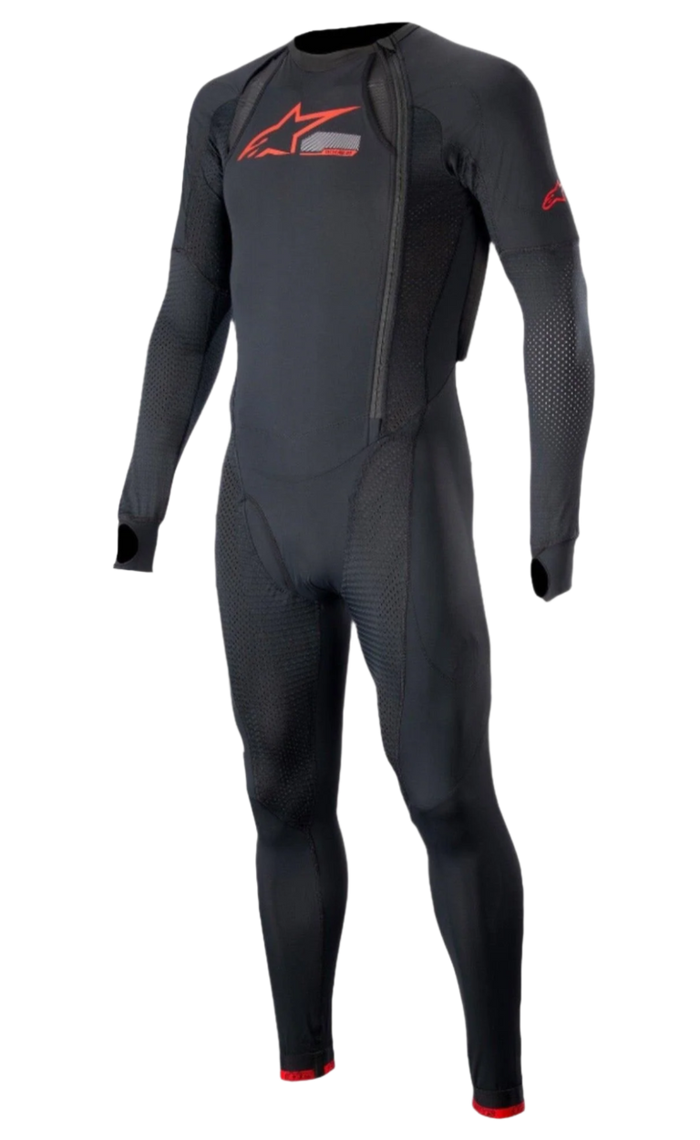Alpinestars Intimo Tecnico Lungo per Sistema Tech-Air 10 Race, sottotuta da corsa da uomo, nero e rosso brillante, traspirante