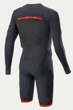 Alpinestars Tech-Air® System Strato Tecnico, sottotuta da moto racing, nero e rosso, vista posteriore con inserti in rete traspirante e vestibilità a compressione per uso pista.