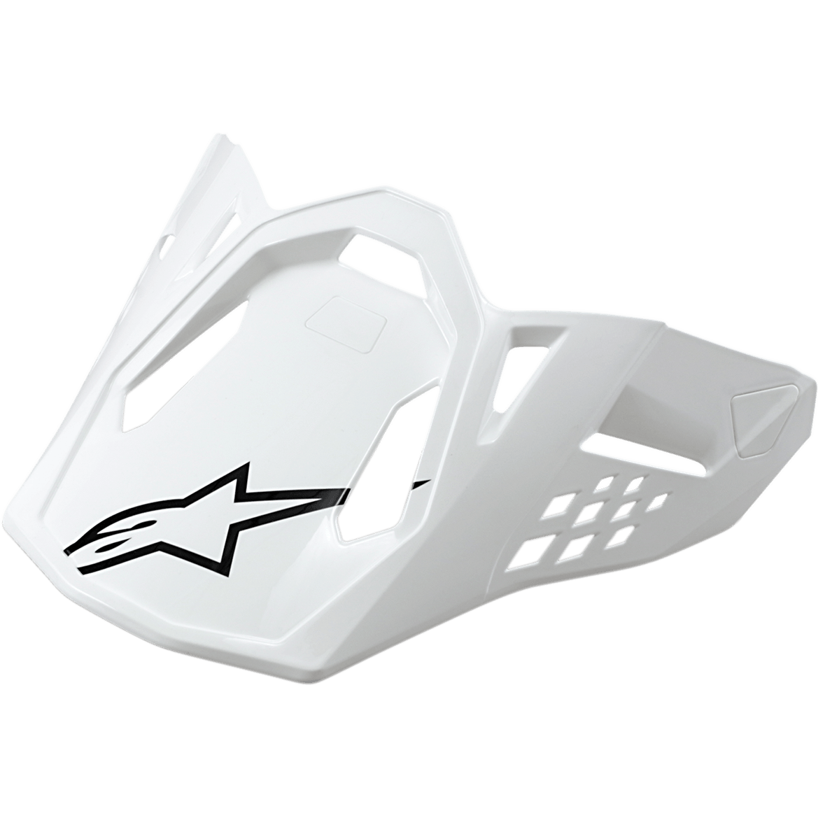 Alpinestars Supertech M10/M8 Visor, visiera per casco da moto, bianco lucido con logo a stella nero, design angolare con fori di ventilazione, costruzione aerodinamica