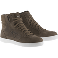 Alpinestars J-6 Waterproof Shoe, sneaker alte marroni, suole in gomma bianca, calzatura da moto urbana casual, con tomaia in pelle marrone, colletto imbottito sulla caviglia e occhielli in metallo