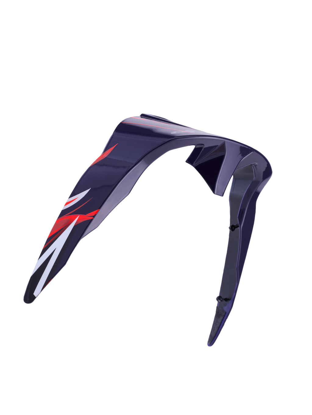 Alpinestars Supertech R10 Flyte Standard Spoiler, accessorio per casco, viola rosso lucido, design aerodinamico curvo con grafiche rosse e bianche, finitura lucida, ricambio ufficiale