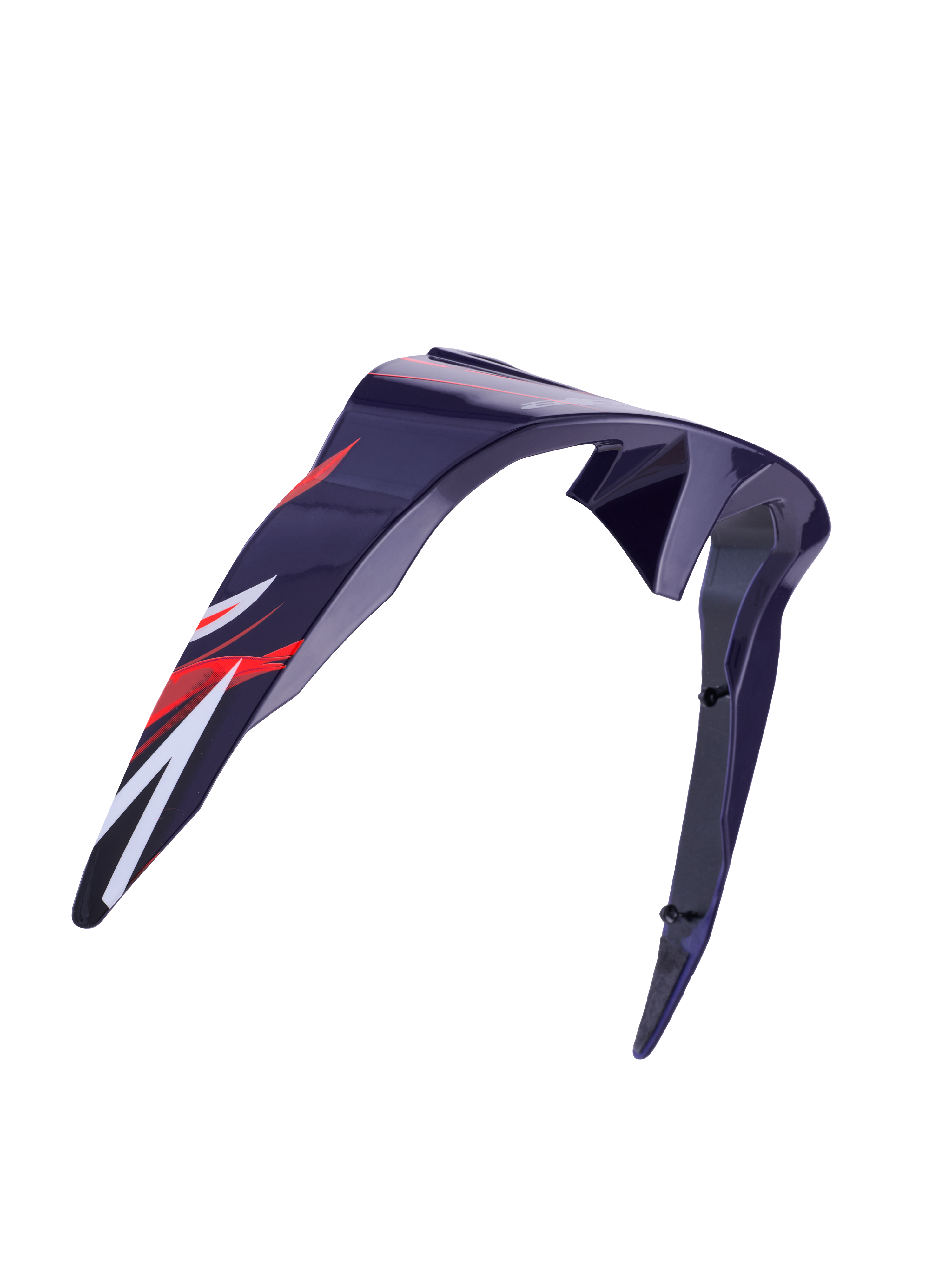 Alpinestars Supertech R10 Flyte Standard Spoiler, accessorio per casco, viola rosso lucido, design aerodinamico curvo con grafiche rosse e bianche, finitura lucida, ricambio ufficiale