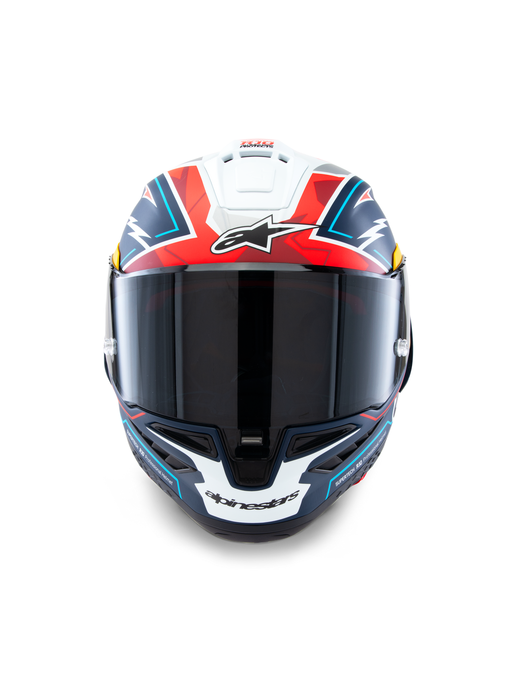 Alpinestars Casco Supertech R10 Acosta Edizione Limitata, casco integrale da moto racing, blu, rosso e bianco, certificato ECE 22.06, DOT e FIM, calotta in carbonio