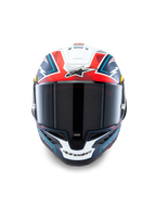Alpinestars Casco Supertech R10 Acosta Edizione Limitata, casco integrale da moto racing, blu, rosso e bianco, certificato ECE 22.06, DOT e FIM, calotta in carbonio