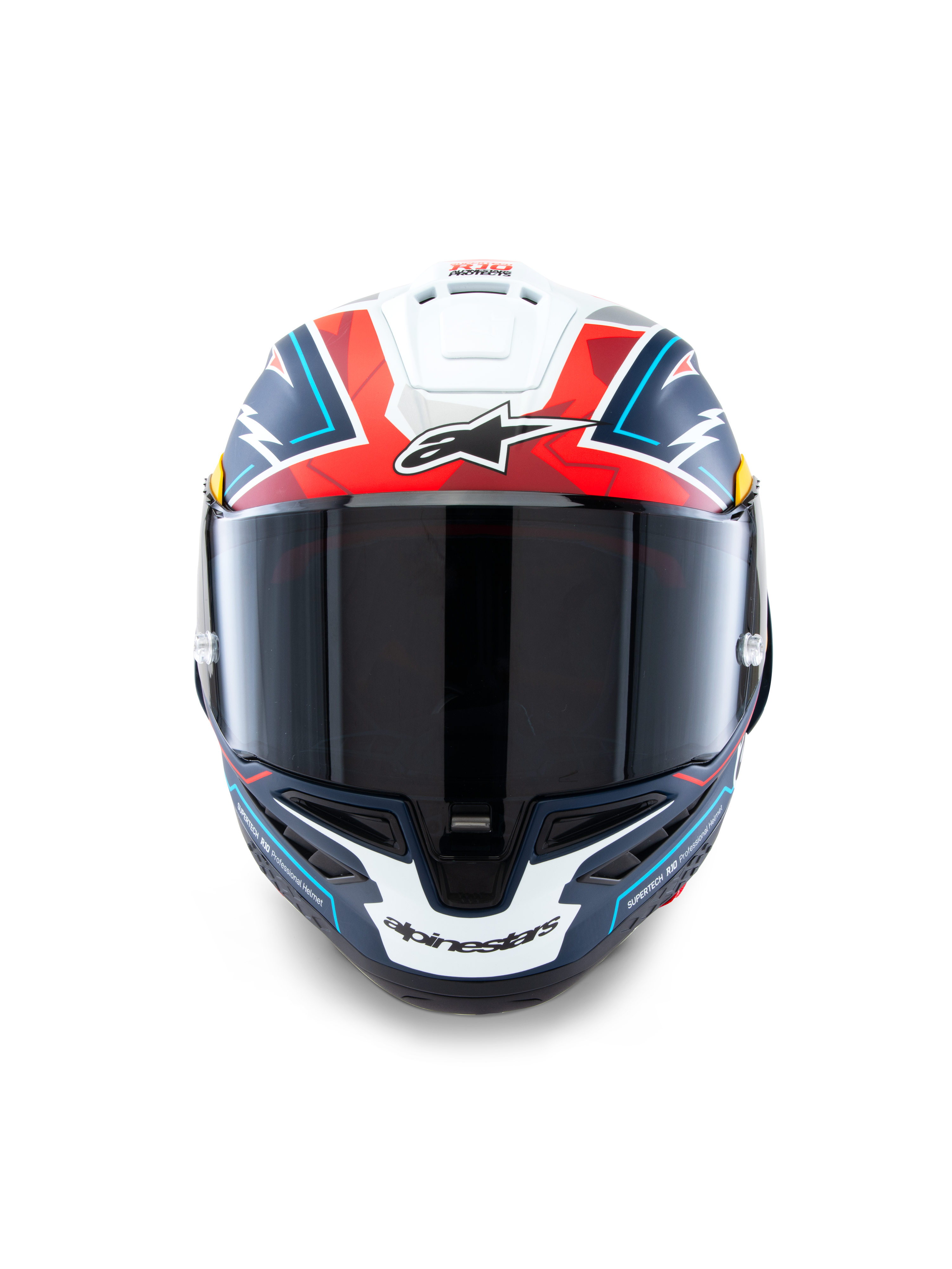 Alpinestars Casco Supertech R10 Acosta Edizione Limitata, casco integrale da moto racing, blu, rosso e bianco, certificato ECE 22.06, DOT e FIM, calotta in carbonio
