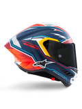Alpinestars Casco Supertech R10 Acosta Edizione Limitata, casco integrale da moto racing, blu, rosso e bianco, certificato ECE 22.06 e FIM, costruzione in carbonio