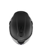 Casco Alpinestars S-R7 Solid, casco integrale da corsa, nero opaco, vista dall'alto che mostra la costruzione aerodinamica della calotta, prese di ventilazione integrate e discreto logo Alpinestars.