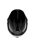 Casco Alpinestars S-R7 Solid, casco integrale da moto, nero lucido, vista dall'alto che mostra la calotta aerodinamica, le prese di ventilazione e l'elegante finitura lucida