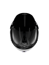 Casco Alpinestars S-R7 Solid, casco integrale da moto, nero lucido, vista dall'alto che mostra la calotta aerodinamica, le prese di ventilazione e l'elegante finitura lucida