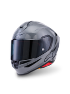 Casco Alpinestars S-R7 Solid, casco integrale da moto, grigio lucido, con visiera oscurata, calotta aerodinamica con spoiler integrato, prese d'aria e logo Alpinestars nero sul lato