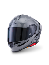 Casco Alpinestars S-R7 Solid, casco integrale da moto, grigio lucido, con visiera oscurata, calotta aerodinamica con spoiler integrato, prese d'aria e logo Alpinestars nero sul lato