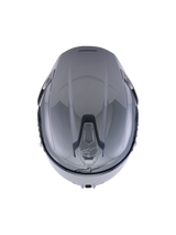 Alpinestars S-R7 Solid Helmet, Grigio Lucido, vista dall'alto che mette in risalto il design aerodinamico della calotta e le prese di ventilazione superiori scorrevoli integrate.