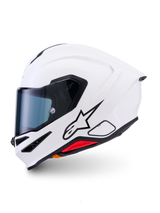 Casco Alpinestars S-R7 Solid, casco integrale da moto, Bianco Lucido, calotta aerodinamica con spoiler posteriore integrato, visiera trasparente e prese di ventilazione multiple, equipaggiamento protettivo sportivo ad alte prestazioni