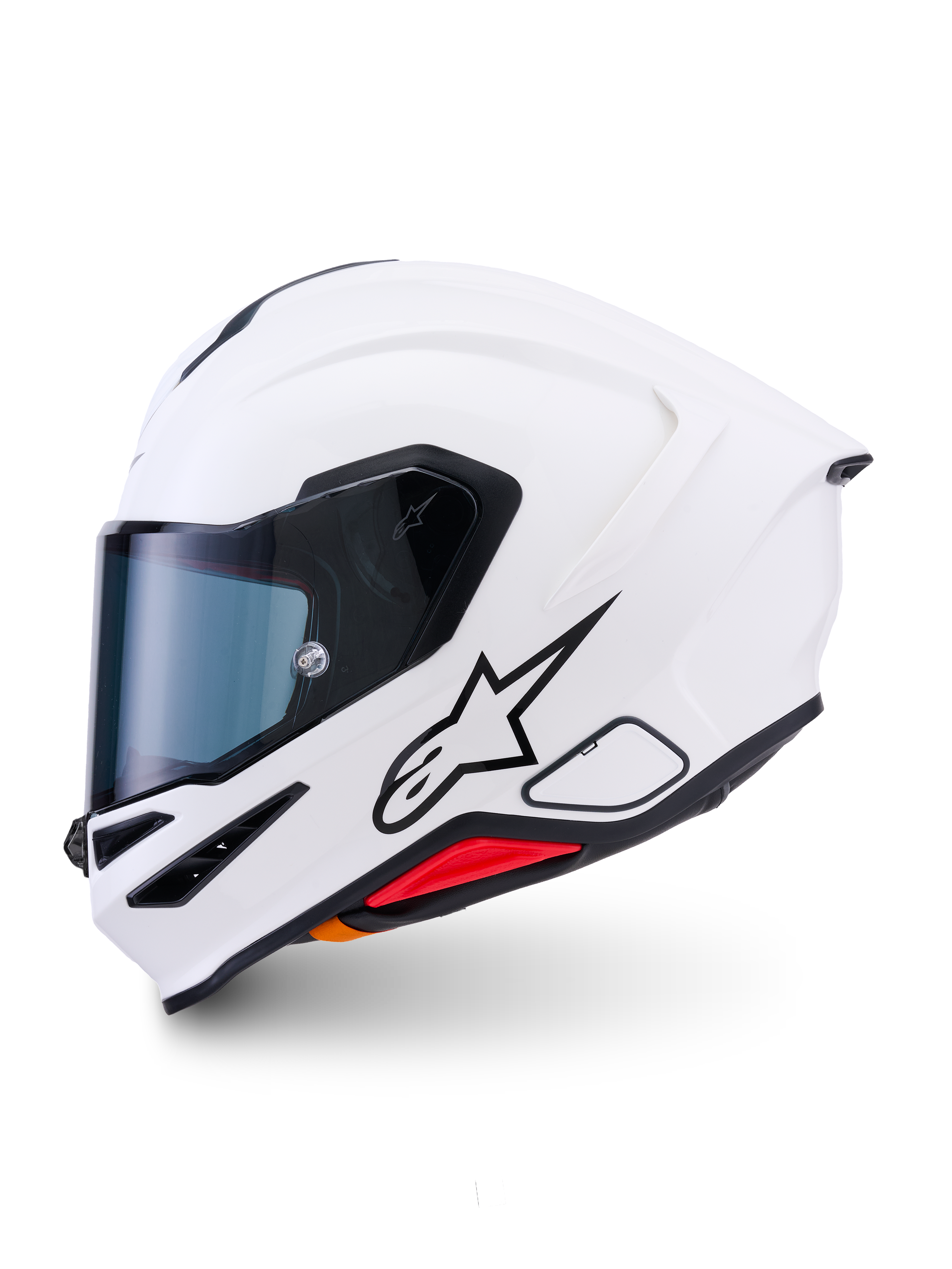 Casco Alpinestars S-R7 Solid, casco integrale da moto, Bianco Lucido, calotta aerodinamica con spoiler posteriore integrato, visiera trasparente e prese di ventilazione multiple, equipaggiamento protettivo sportivo ad alte prestazioni