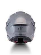 Alpinestars Casco S-R7 Solid ECE 22.06, casco da moto grigio lucido, vista posteriore con spoiler aerodinamico e logo A-star