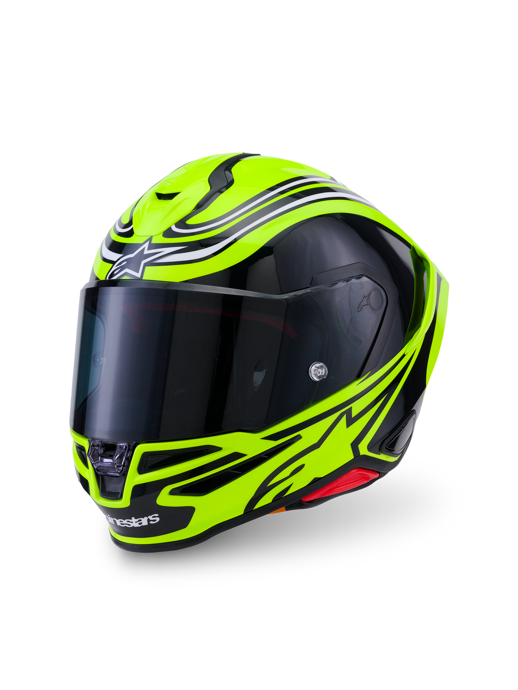 Alpinestars Casco S-R7 Zeal ECE 22.06, casco integrale da moto racing, giallo fluo, nero e bianco, struttura in carbonio con visiera trasparente