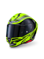 Alpinestars Casco S-R7 Zeal ECE 22.06, casco integrale da moto racing, giallo fluo, nero e bianco, struttura in carbonio con visiera trasparente