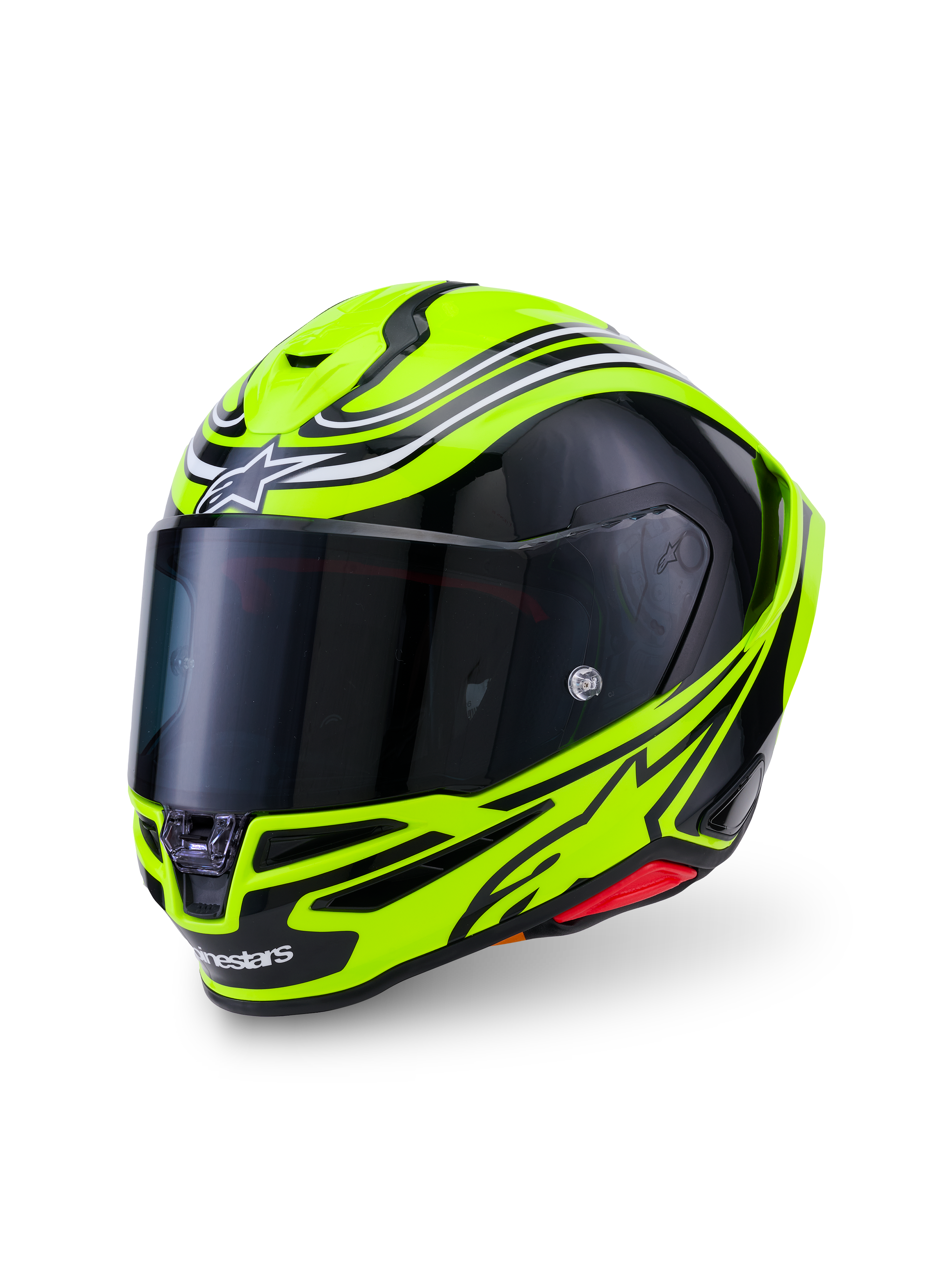 Alpinestars Casco S-R7 Zeal ECE 22.06, casco integrale da moto racing, giallo fluo, nero e bianco, struttura in carbonio con visiera trasparente