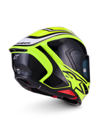 Alpinestars S-R7 Zeal Casco, casco integrale da moto racing, giallo fluo, nero e bianco, con spoiler aerodinamico e logo posteriore