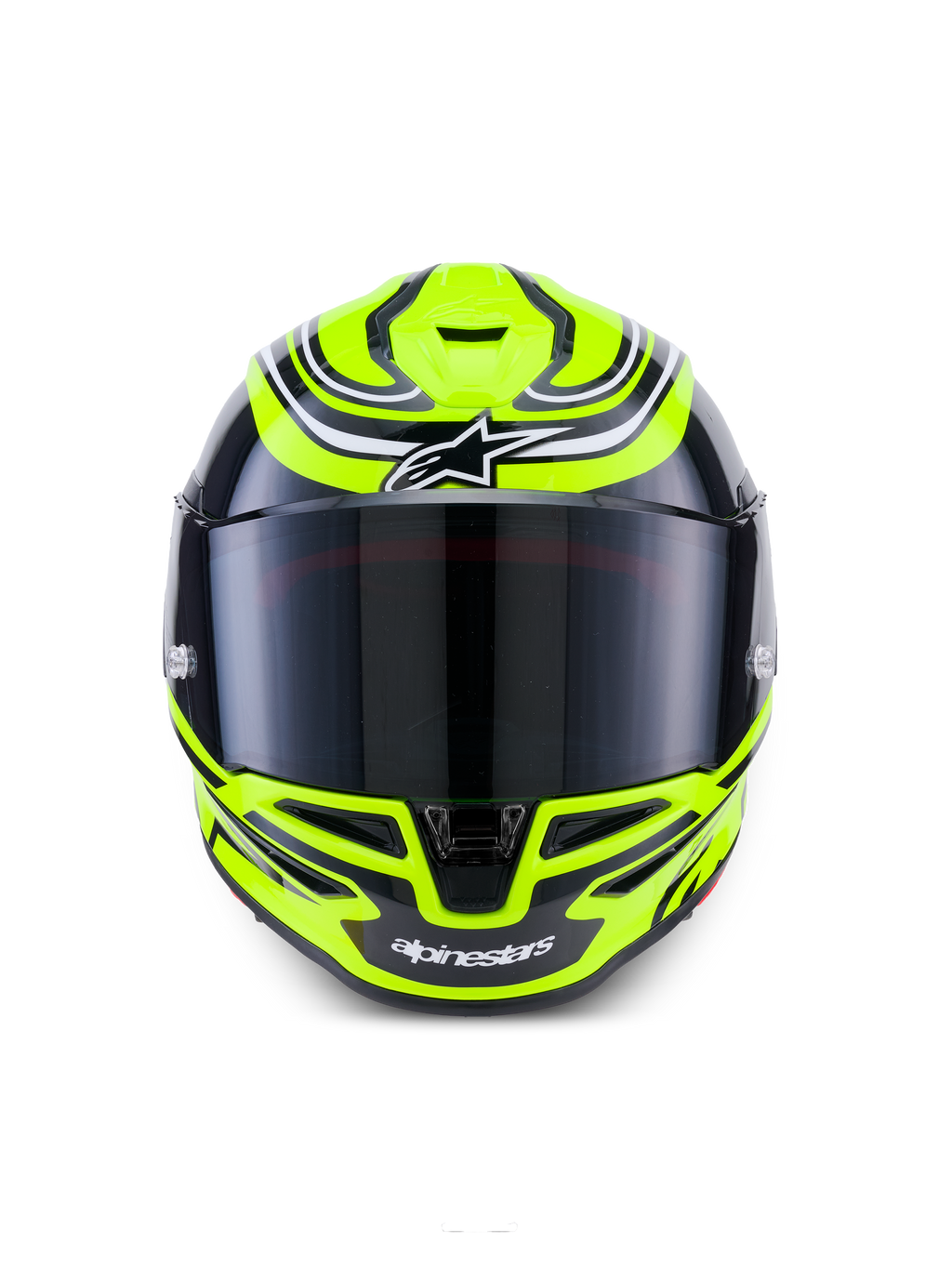 Alpinestars Casco S-R7 Zeal ECE 22.06, casco integrale da moto racing, giallo fluo, nero e bianco, design aerodinamico e finitura lucida