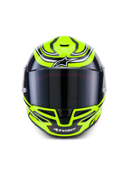 Alpinestars Casco S-R7 Zeal ECE 22.06, casco integrale da moto racing, giallo fluo, nero e bianco, design aerodinamico e finitura lucida