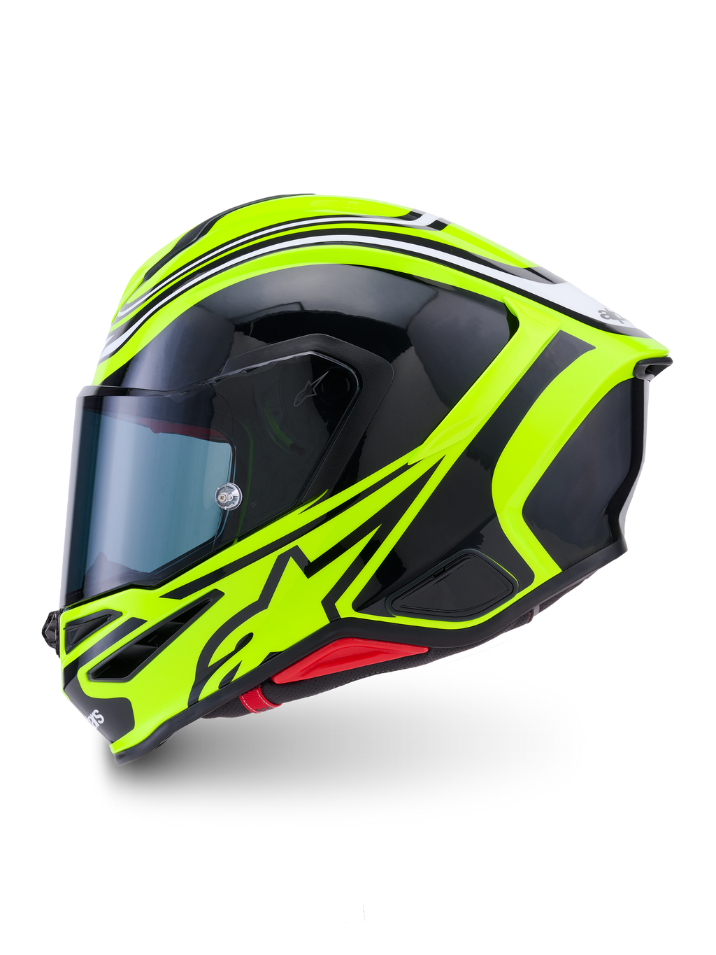 Alpinestars S-R7 Zeal Casco ECE 22.06, casco integrale da moto, giallo fluo, nero e bianco, finitura lucida, costruzione in composito di carbonio