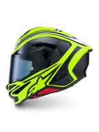 Alpinestars S-R7 Zeal Casco ECE 22.06, casco integrale da moto, giallo fluo, nero e bianco, finitura lucida, costruzione in composito di carbonio