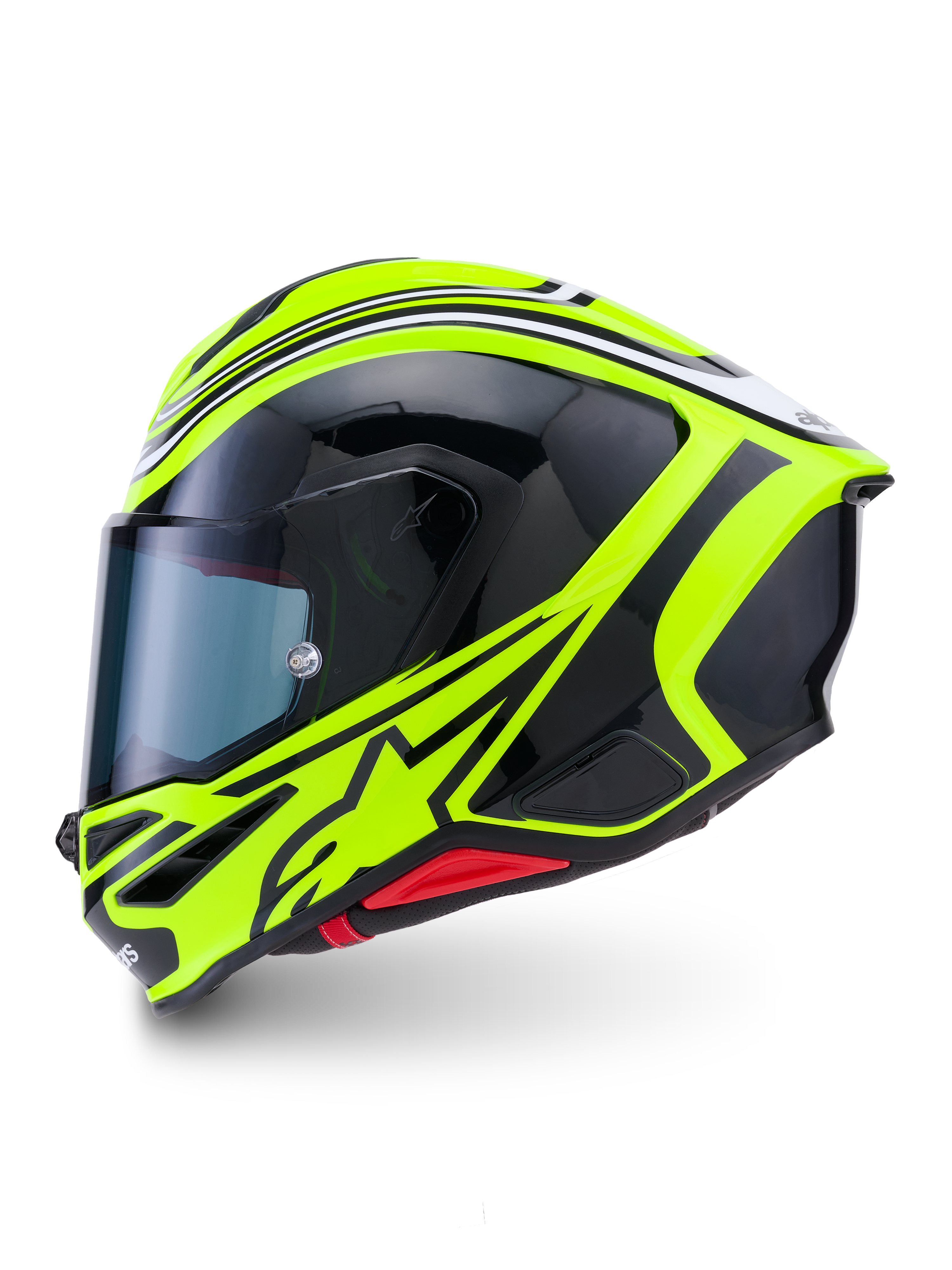 Alpinestars S-R7 Zeal Casco ECE 22.06, casco integrale da moto, giallo fluo, nero e bianco, finitura lucida, costruzione in composito di carbonio