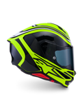 Alpinestars Casco S-R7 Zeal ECE 22.06, casco integrale da moto racing, giallo fluo, nero e bianco, costruzione in carbonio
