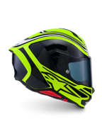 Alpinestars Casco S-R7 Zeal ECE 22.06, casco integrale da moto racing, giallo fluo, nero e bianco, costruzione in carbonio